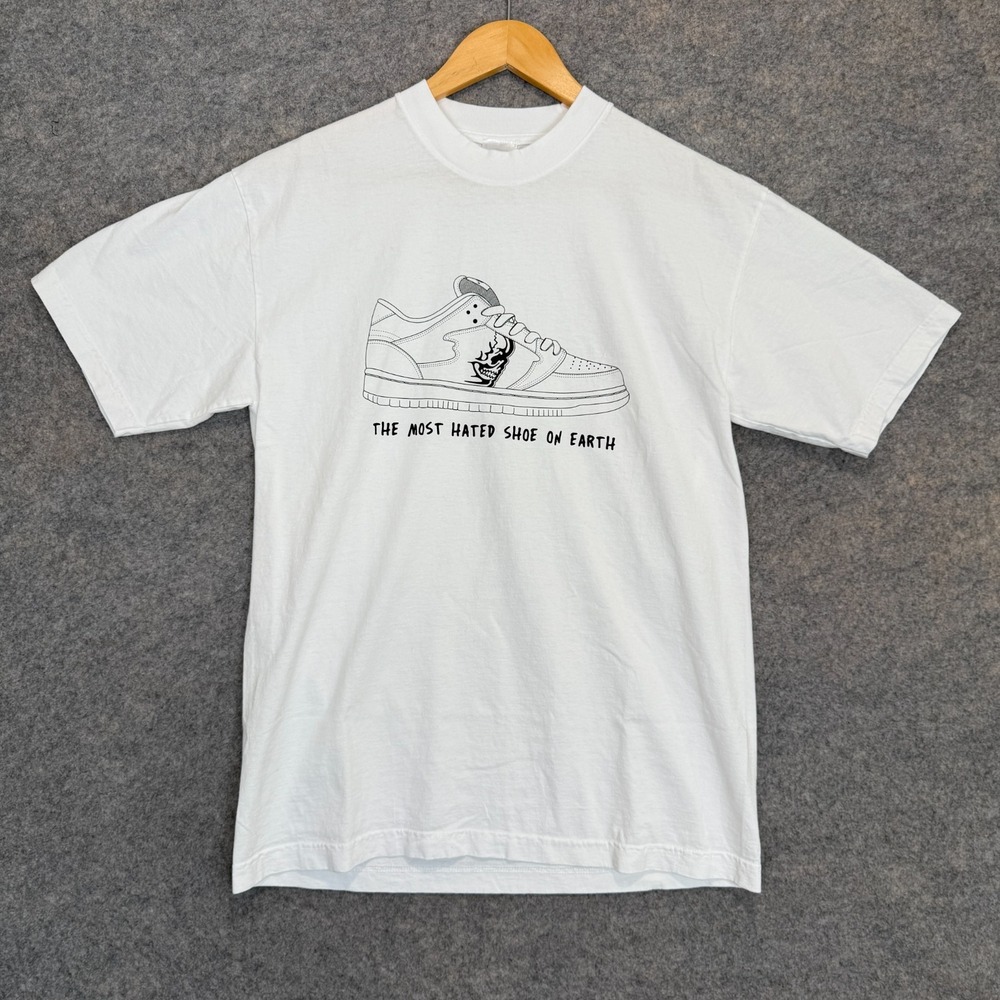 Warren Lotas WL Shirt Mens Medium Most Hated Shoe on Earth Tee White Graphic USA